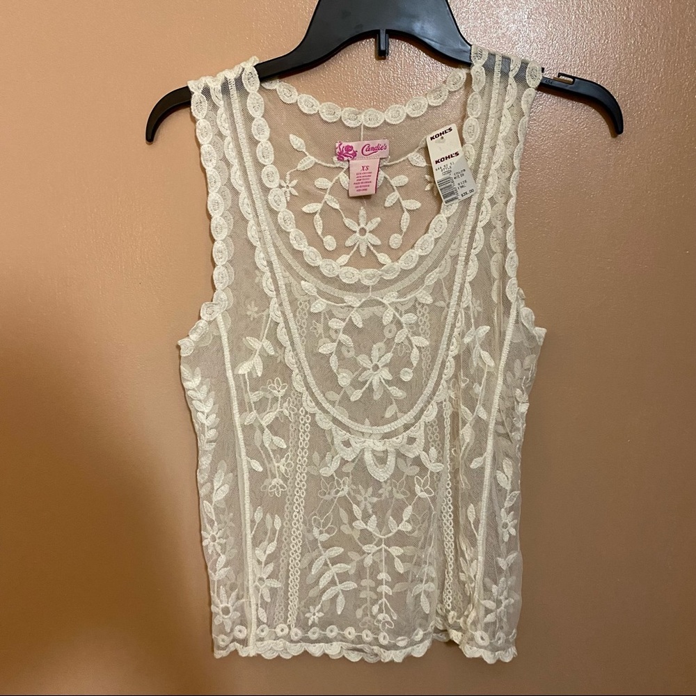 NEW Candies Off White Lace Tank Top